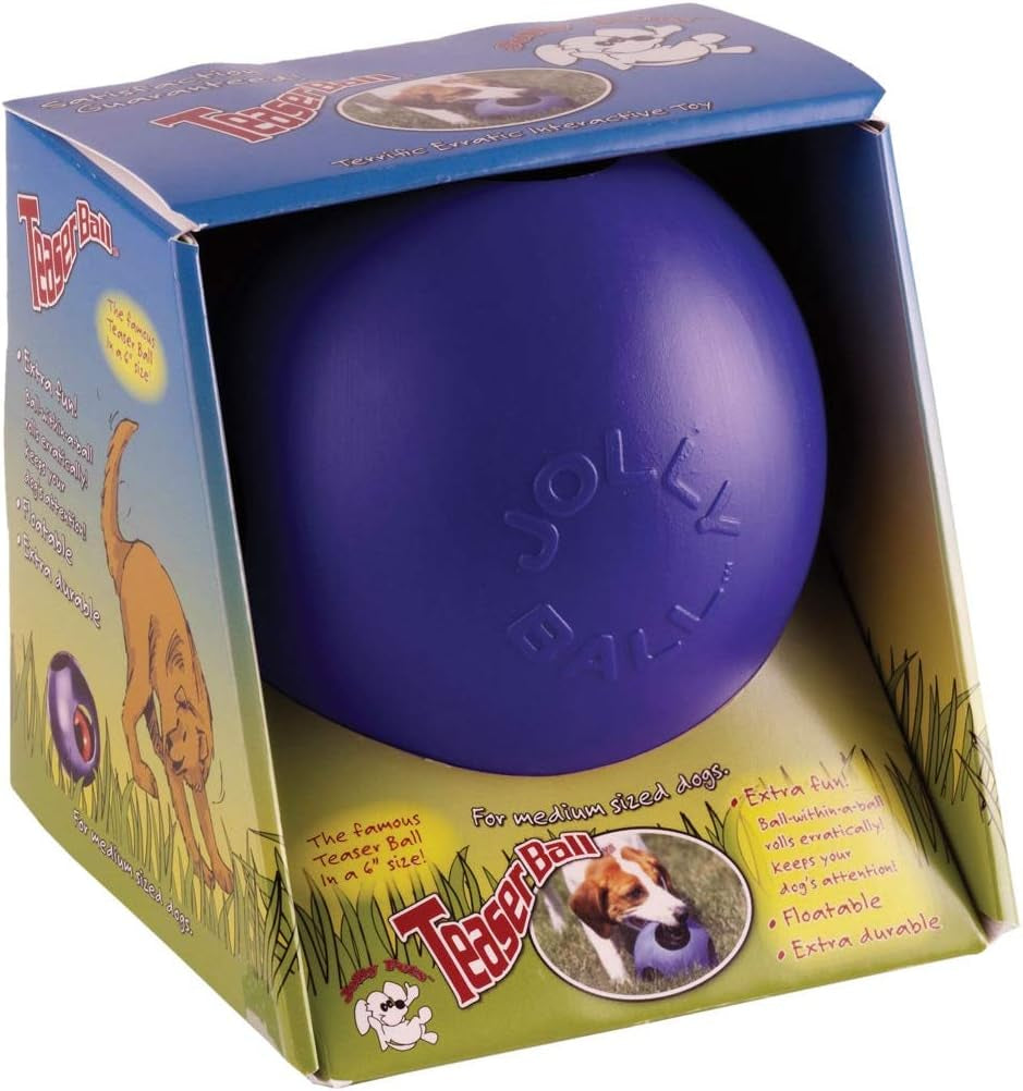 Teaser Ball Dog Toy, Medium/6 Inches, Blue,  6-Inch Teaser Ball, Blue