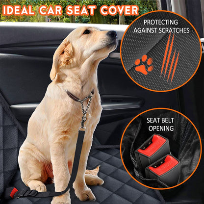 Dog Car Seat Cover, Back Seat Cover for Dogs Pet Car Seat Protector Waterproof Rear Seat Cover Durable Car Seat Cover, Fits Middle Armrest for Most Cars Suvs Trucks (53” Width)- Black 