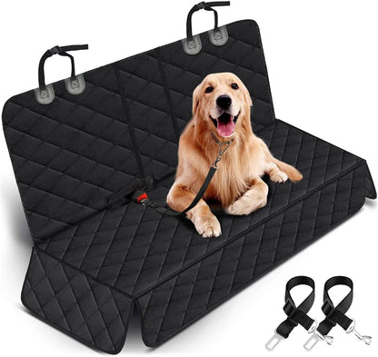 Dog Car Seat Cover, Back Seat Cover for Dogs Pet Car Seat Protector Waterproof Rear Seat Cover Durable Car Seat Cover, Fits Middle Armrest for Most Cars Suvs Trucks (53” Width)- Black 