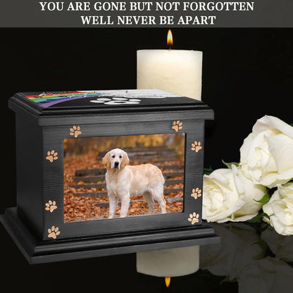 Pet Memorial Urns for Dogs or Cats Ashes, Large Wooden Funeral Pets Memorial Urns with Photo Frame, Cremation Urns Keepsake Memory Box for Loss Pets, Ashes Urn for Pets